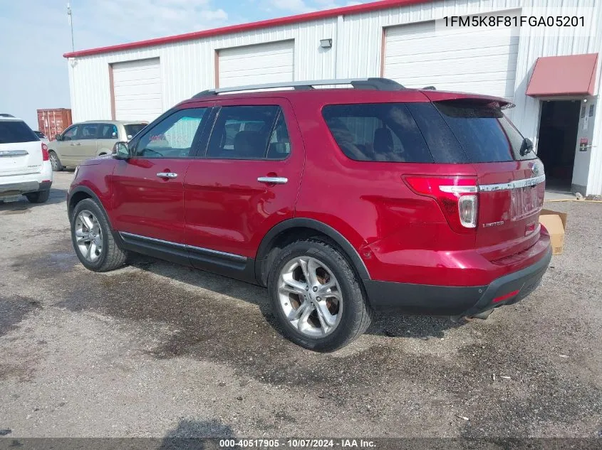 2015 Ford Explorer Limited VIN: 1FM5K8F81FGA05201 Lot: 40517905