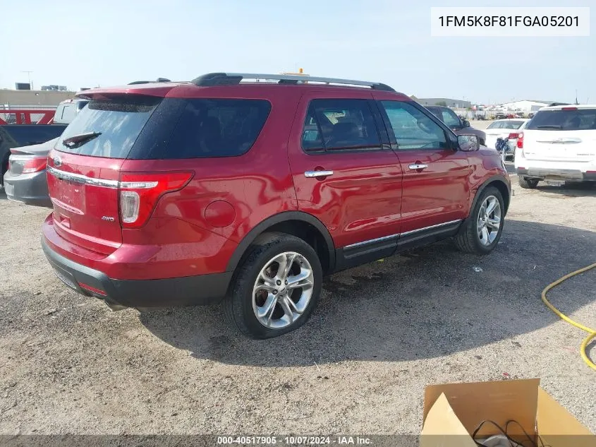 2015 Ford Explorer Limited VIN: 1FM5K8F81FGA05201 Lot: 40517905