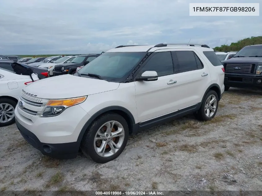 2015 Ford Explorer Limited VIN: 1FM5K7F87FGB98206 Lot: 40519988