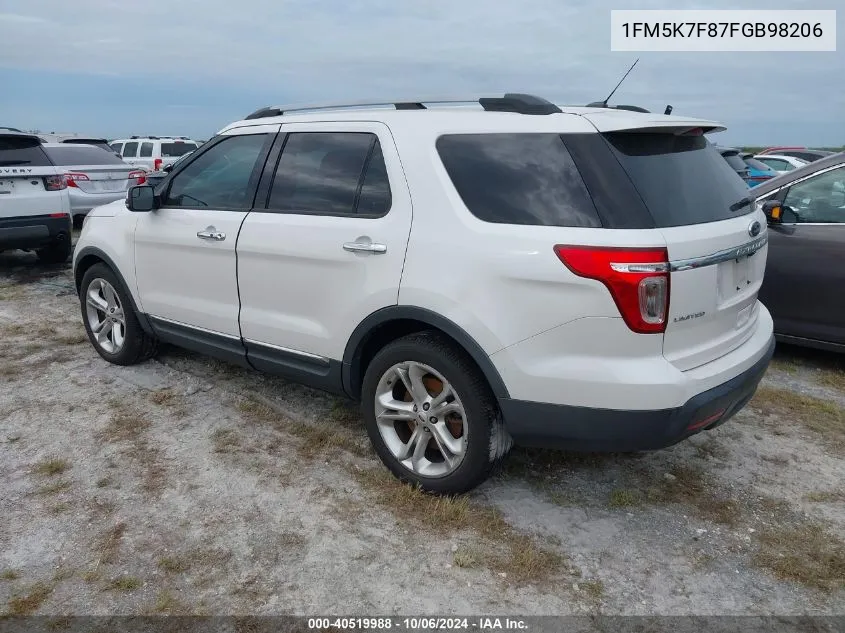 2015 Ford Explorer Limited VIN: 1FM5K7F87FGB98206 Lot: 40519988