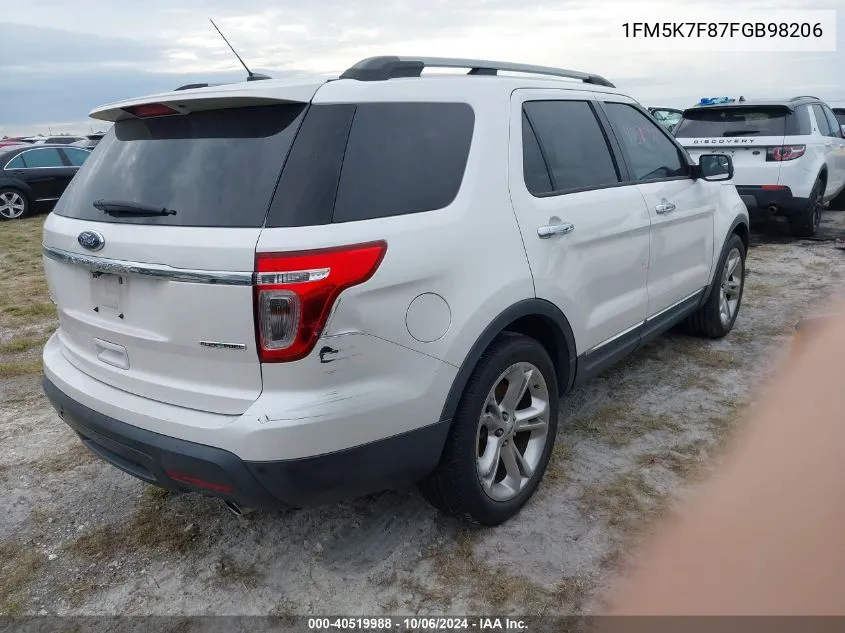 2015 Ford Explorer Limited VIN: 1FM5K7F87FGB98206 Lot: 40519988