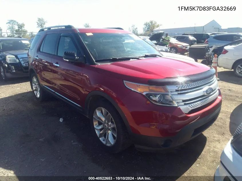 1FM5K7D83FGA32669 2015 Ford Explorer Xlt