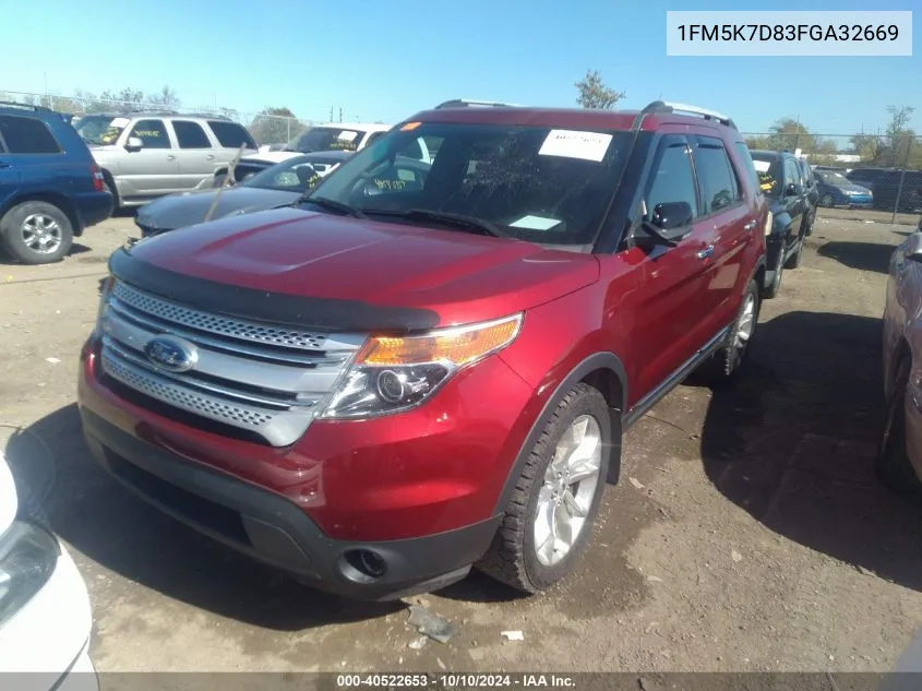 2015 Ford Explorer Xlt VIN: 1FM5K7D83FGA32669 Lot: 40522653