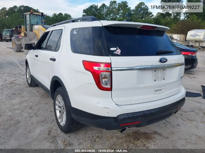 2015 Ford Explorer VIN: 1FM5K7B99FGA89227 Lot: 40534826