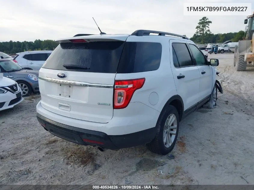 2015 Ford Explorer VIN: 1FM5K7B99FGA89227 Lot: 40534826