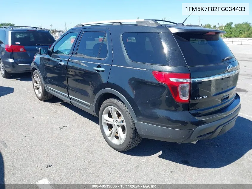 2015 Ford Explorer Limited VIN: 1FM5K7F82FGC34433 Lot: 40539006