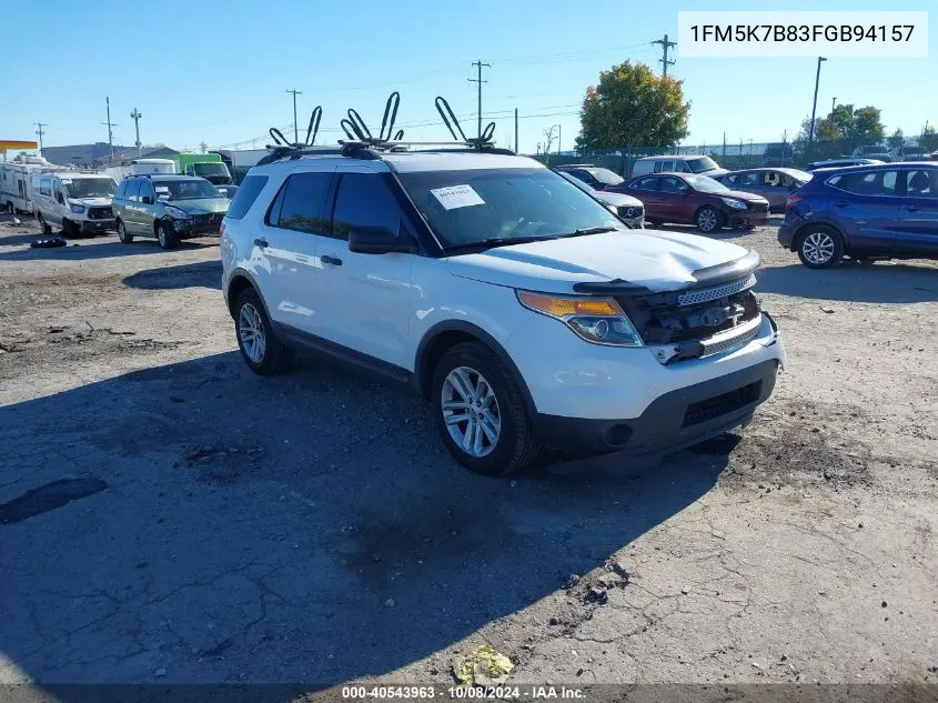 2015 Ford Explorer VIN: 1FM5K7B83FGB94157 Lot: 40543963