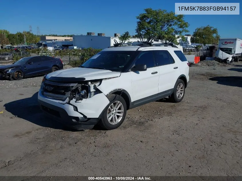 2015 Ford Explorer VIN: 1FM5K7B83FGB94157 Lot: 40543963