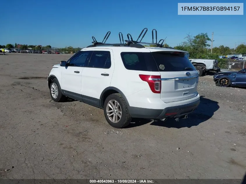 2015 Ford Explorer VIN: 1FM5K7B83FGB94157 Lot: 40543963