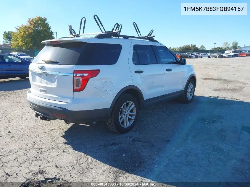 2015 Ford Explorer VIN: 1FM5K7B83FGB94157 Lot: 40543963