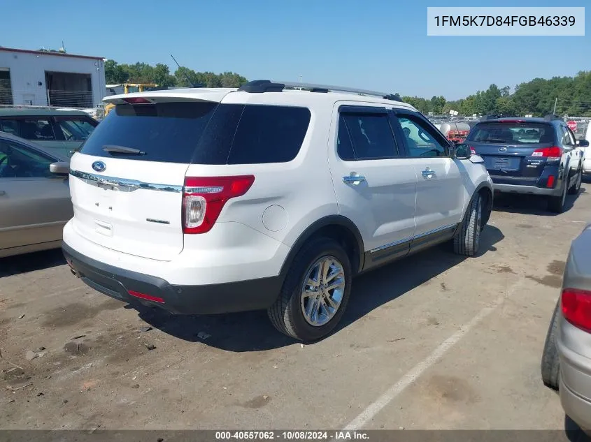 2015 Ford Explorer Xlt VIN: 1FM5K7D84FGB46339 Lot: 40557062