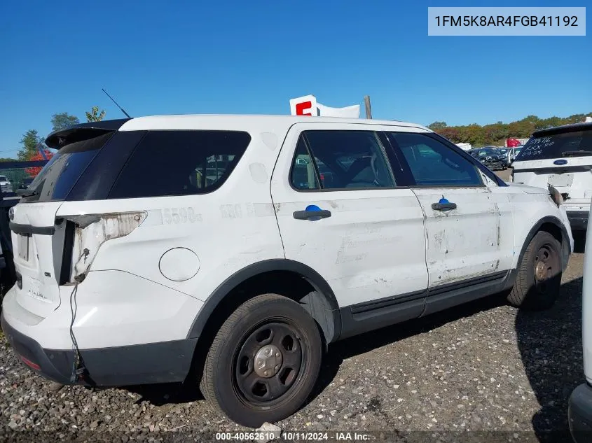 2015 Ford Explorer Police Interceptor VIN: 1FM5K8AR4FGB41192 Lot: 40562610