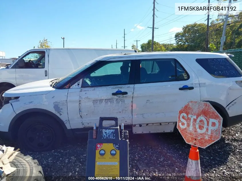 2015 Ford Explorer Police Interceptor VIN: 1FM5K8AR4FGB41192 Lot: 40562610