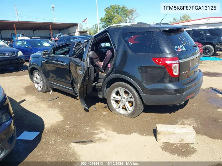 2015 Ford Explorer Limited VIN: 1FM5K8F87FGA13125 Lot: 40565413