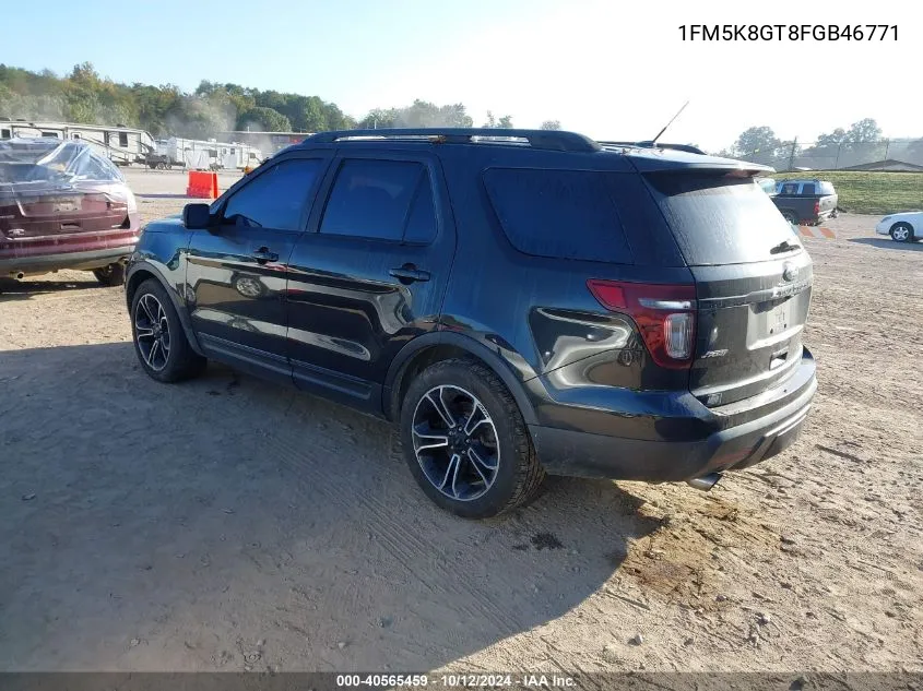 2015 Ford Explorer Sport VIN: 1FM5K8GT8FGB46771 Lot: 40565459