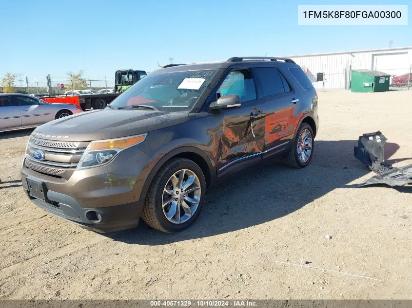 2015 Ford Explorer Limited VIN: 1FM5K8F80FGA00300 Lot: 40571329