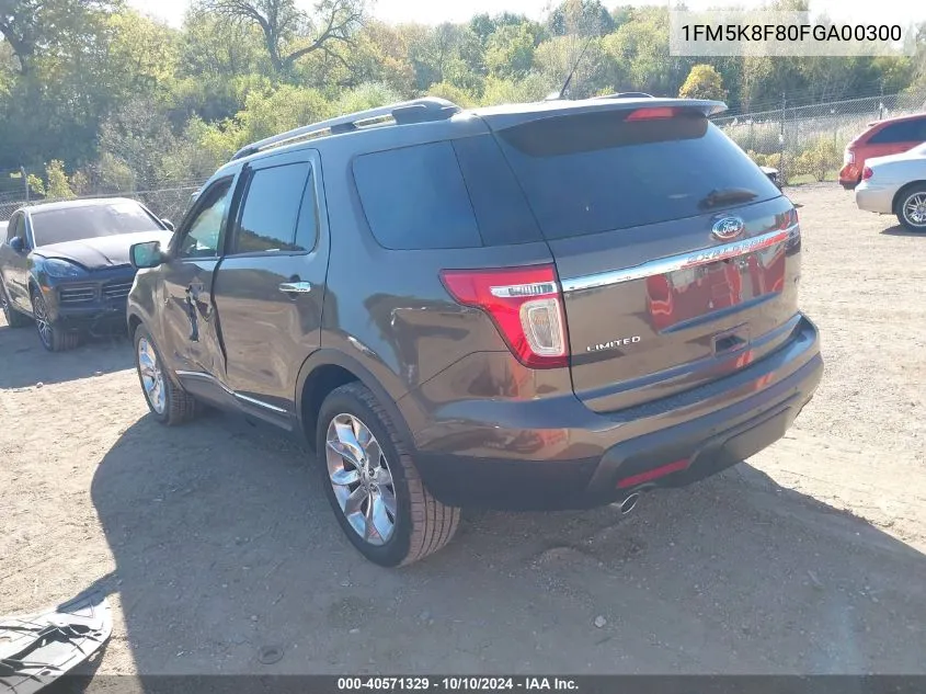 2015 Ford Explorer Limited VIN: 1FM5K8F80FGA00300 Lot: 40571329