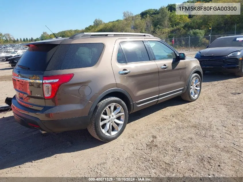 2015 Ford Explorer Limited VIN: 1FM5K8F80FGA00300 Lot: 40571329