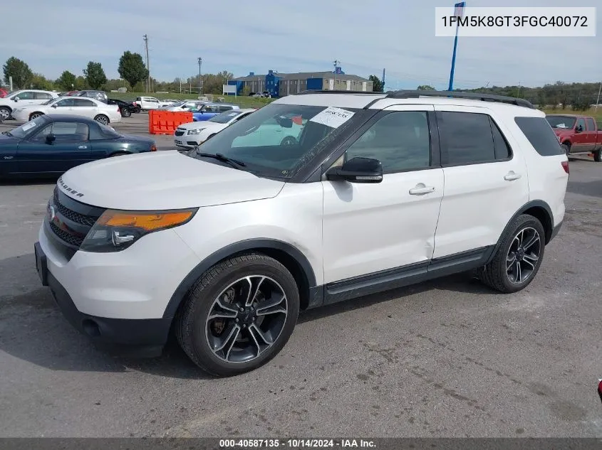 2015 Ford Explorer Sport VIN: 1FM5K8GT3FGC40072 Lot: 40587135