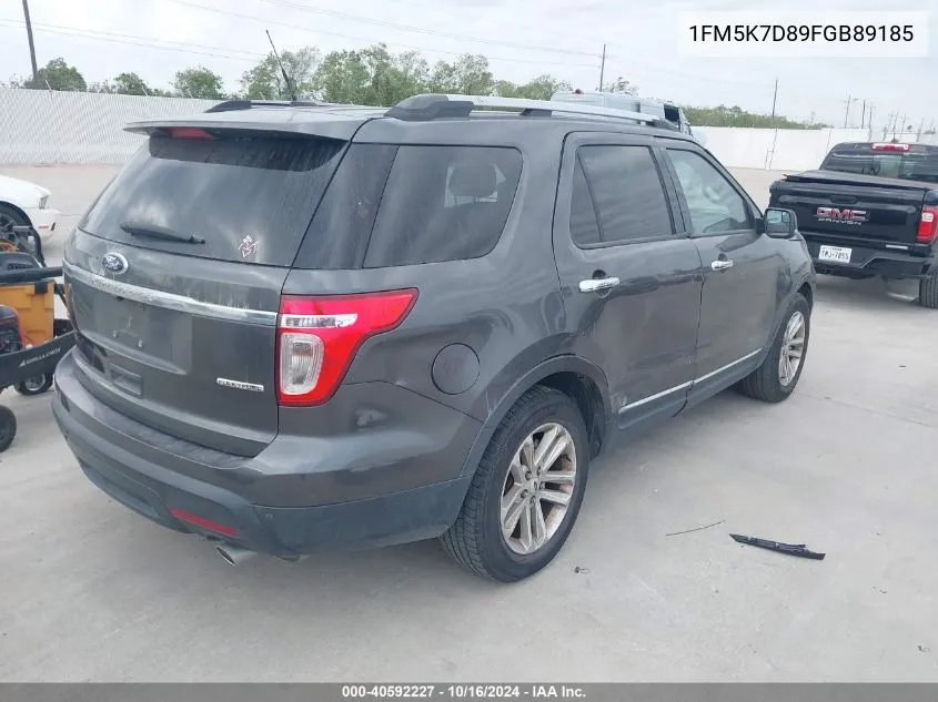 2015 Ford Explorer Xlt VIN: 1FM5K7D89FGB89185 Lot: 40592227