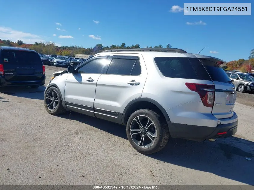 2015 Ford Explorer Sport VIN: 1FM5K8GT9FGA24551 Lot: 40592947