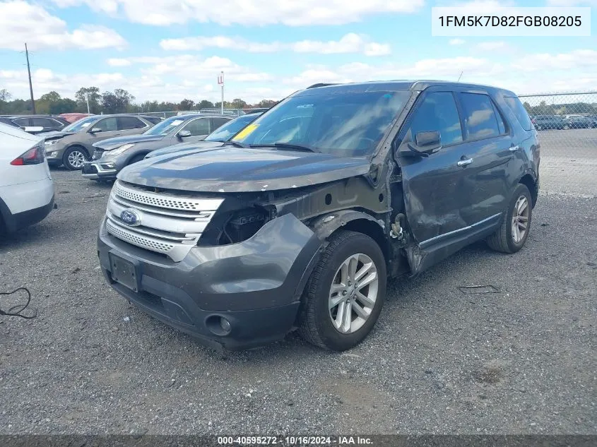 2015 Ford Explorer Xlt VIN: 1FM5K7D82FGB08205 Lot: 40595272