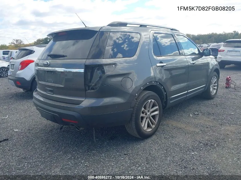 2015 Ford Explorer Xlt VIN: 1FM5K7D82FGB08205 Lot: 40595272