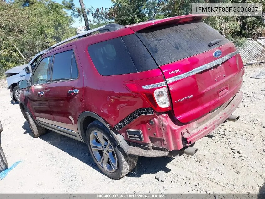 2015 Ford Explorer Limited VIN: 1FM5K7F85FGC06867 Lot: 40609754