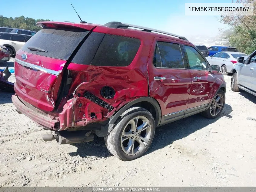 2015 Ford Explorer Limited VIN: 1FM5K7F85FGC06867 Lot: 40609754