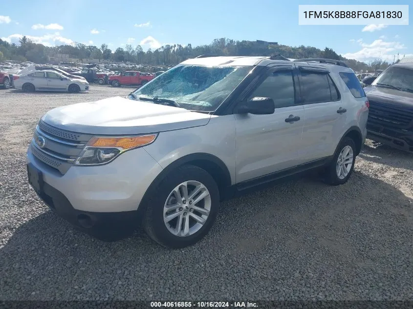 2015 Ford Explorer VIN: 1FM5K8B88FGA81830 Lot: 40616855