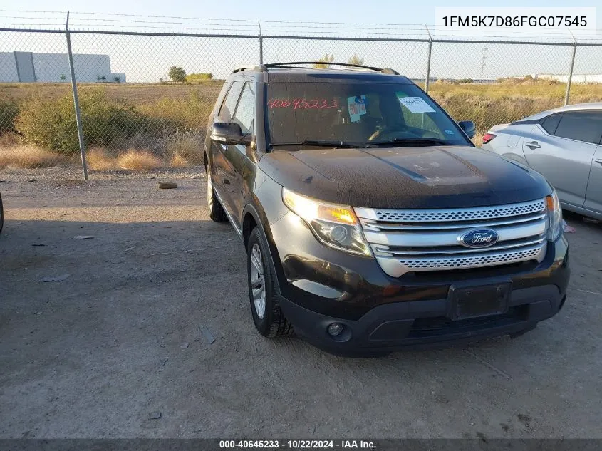 2015 Ford Explorer Xlt VIN: 1FM5K7D86FGC07545 Lot: 40645233