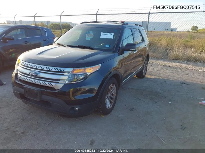 2015 Ford Explorer Xlt VIN: 1FM5K7D86FGC07545 Lot: 40645233