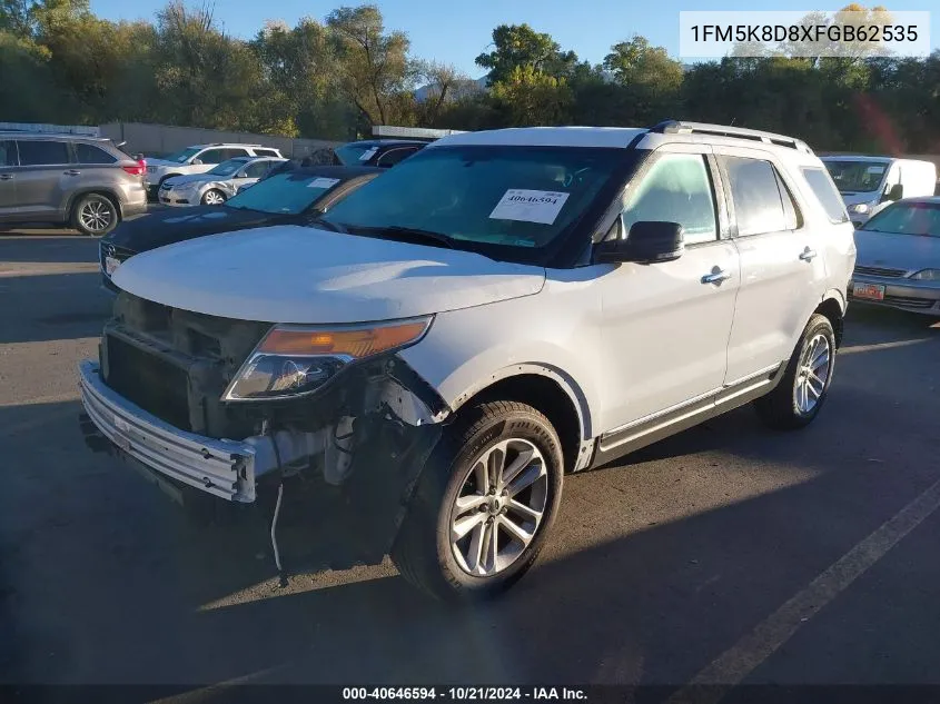 2015 Ford Explorer Xlt VIN: 1FM5K8D8XFGB62535 Lot: 40646594