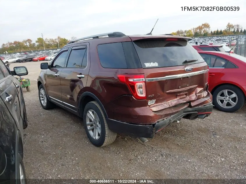 2015 Ford Explorer Xlt VIN: 1FM5K7D82FGB00539 Lot: 40656511