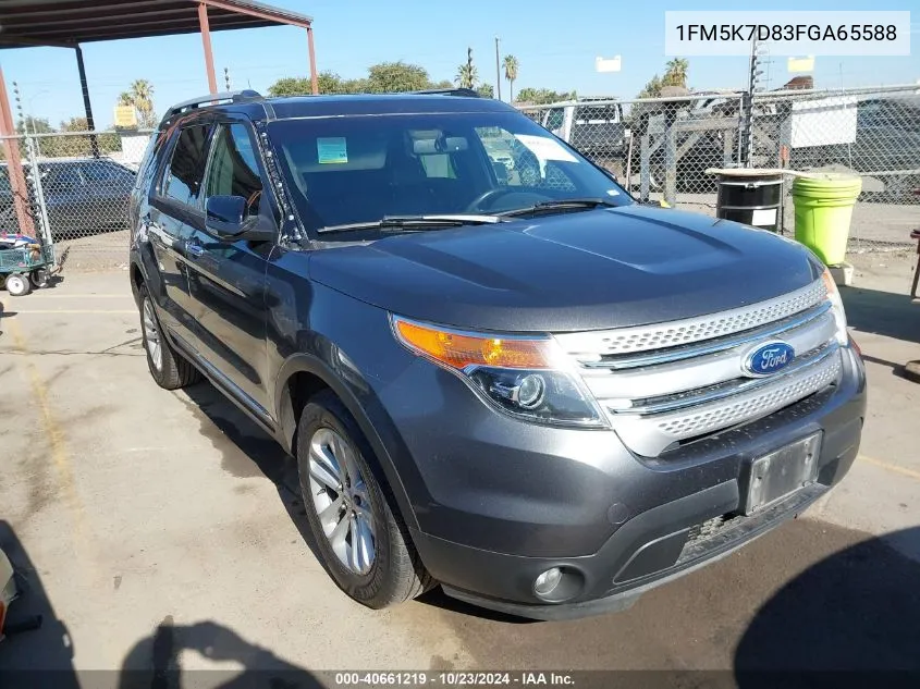 2015 Ford Explorer Xlt VIN: 1FM5K7D83FGA65588 Lot: 40661219