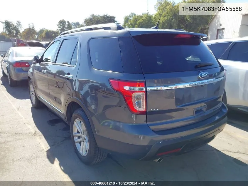 2015 Ford Explorer Xlt VIN: 1FM5K7D83FGA65588 Lot: 40661219