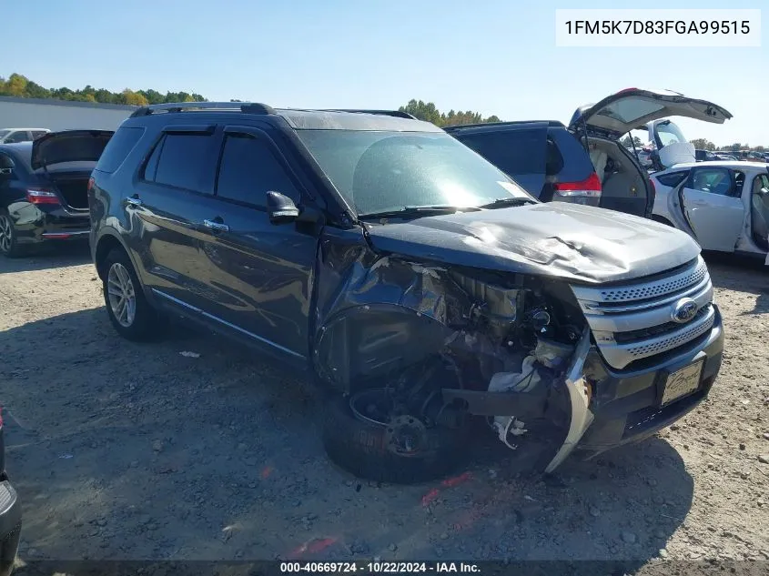 2015 Ford Explorer Xlt VIN: 1FM5K7D83FGA99515 Lot: 40669724