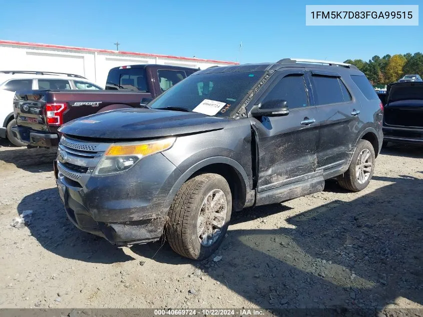 2015 Ford Explorer Xlt VIN: 1FM5K7D83FGA99515 Lot: 40669724