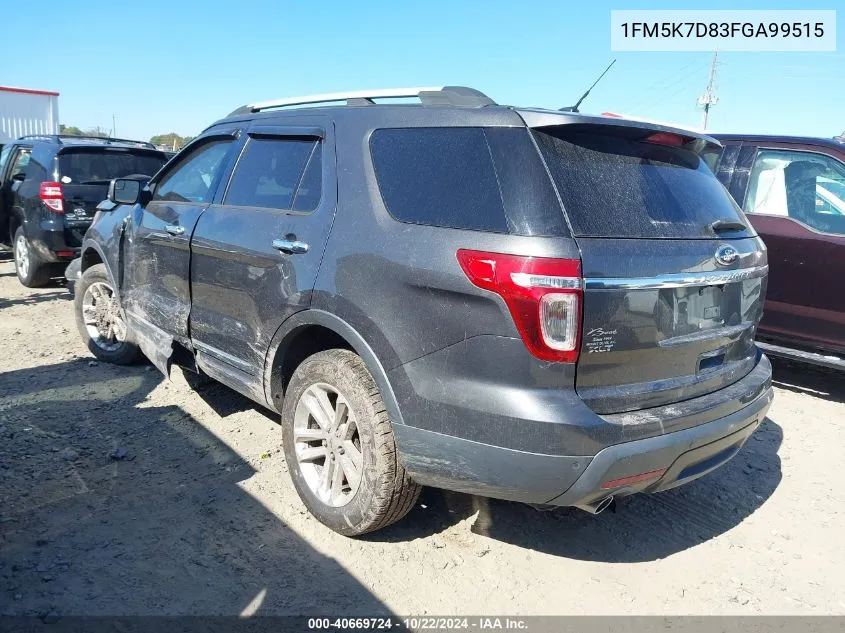 2015 Ford Explorer Xlt VIN: 1FM5K7D83FGA99515 Lot: 40669724