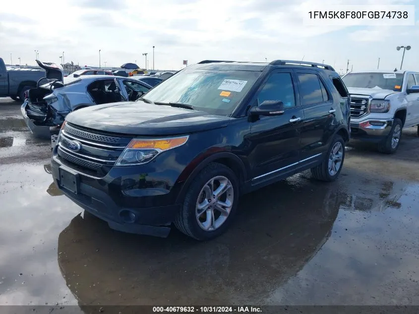 2015 Ford Explorer Limited VIN: 1FM5K8F80FGB74738 Lot: 40679632