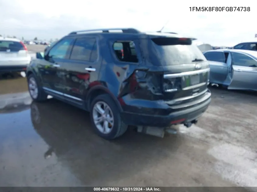 2015 Ford Explorer Limited VIN: 1FM5K8F80FGB74738 Lot: 40679632