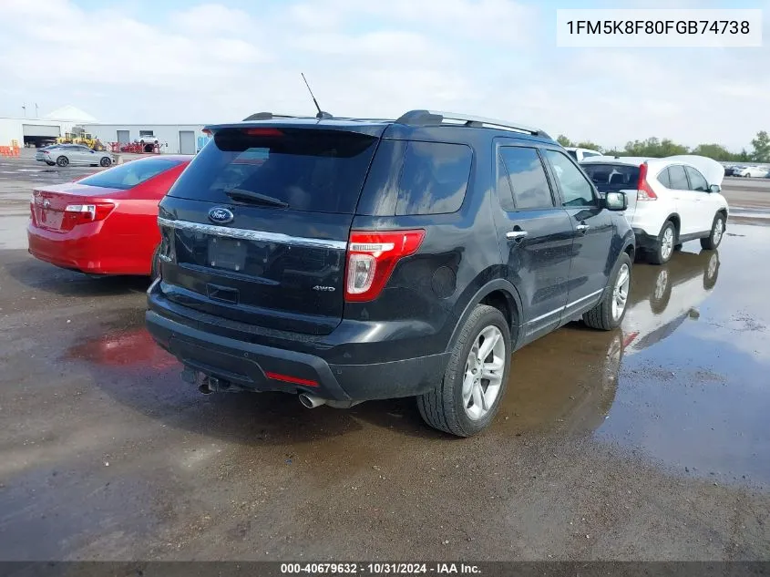 2015 Ford Explorer Limited VIN: 1FM5K8F80FGB74738 Lot: 40679632