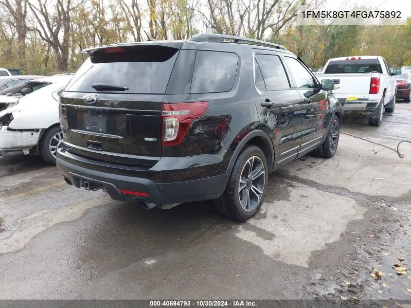 2015 Ford Explorer Sport VIN: 1FM5K8GT4FGA75892 Lot: 40694793