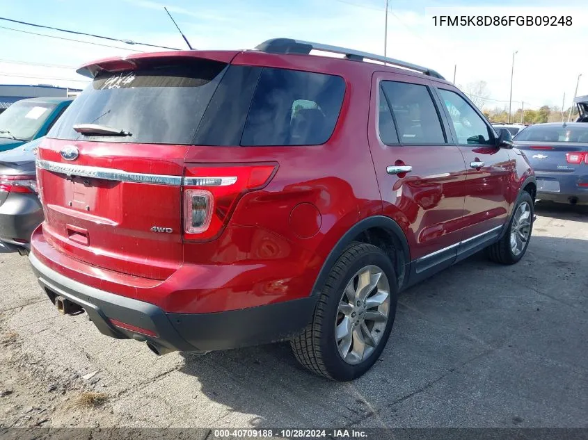 2015 Ford Explorer Xlt VIN: 1FM5K8D86FGB09248 Lot: 40709188