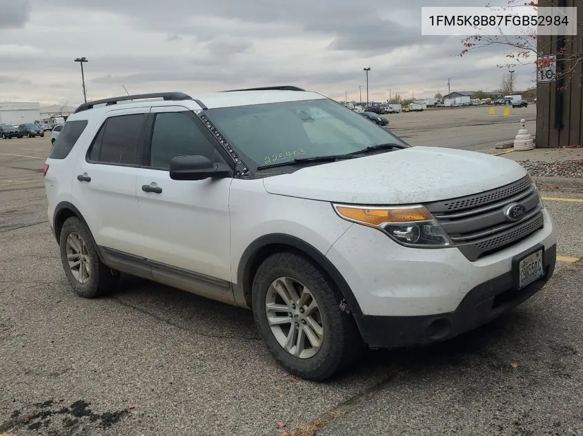 2015 Ford Explorer VIN: 1FM5K8B87FGB52984 Lot: 40709656