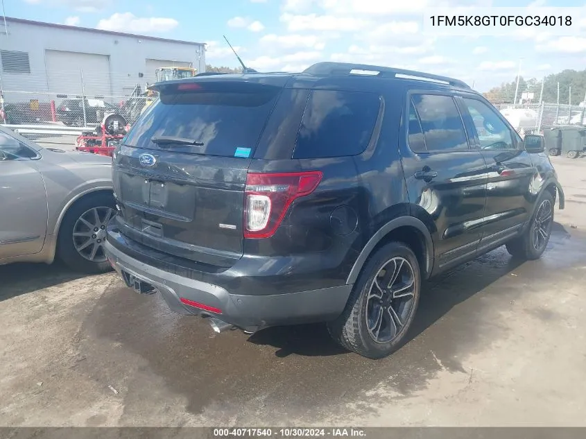 2015 Ford Explorer Sport VIN: 1FM5K8GT0FGC34018 Lot: 40717540