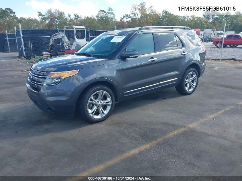 2015 Ford Explorer Limited VIN: 1FM5K8F85FGB61015 Lot: 40730186