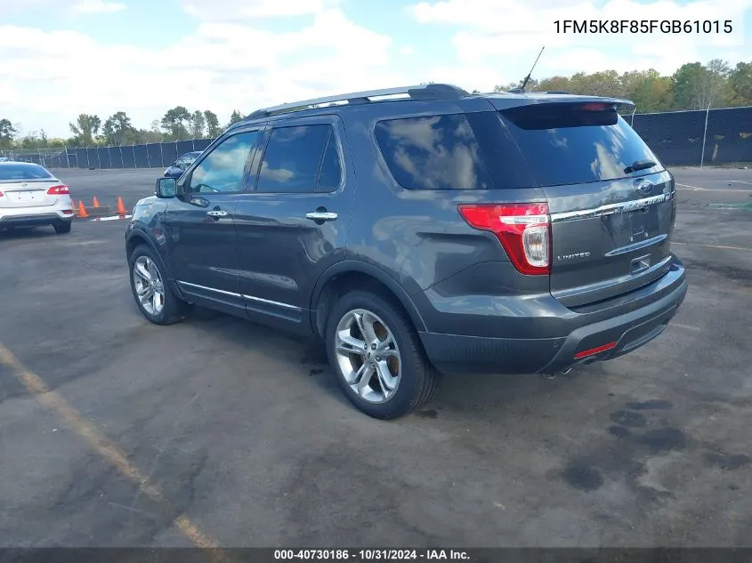 2015 Ford Explorer Limited VIN: 1FM5K8F85FGB61015 Lot: 40730186