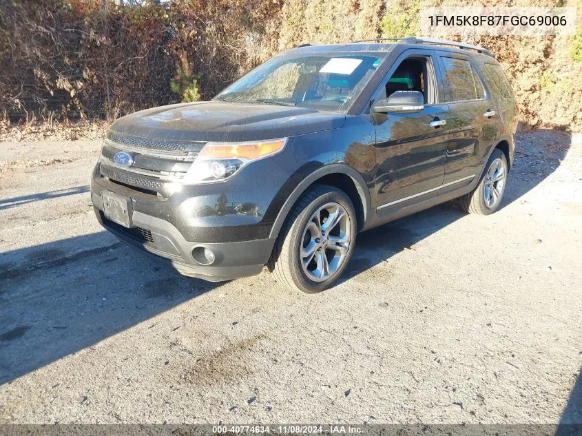 2015 Ford Explorer Limited VIN: 1FM5K8F87FGC69006 Lot: 40774634