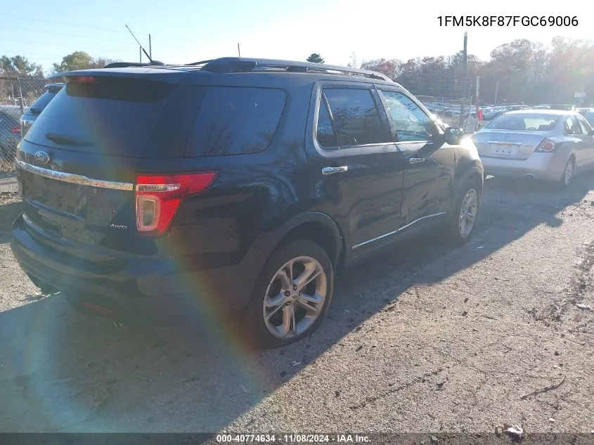 2015 Ford Explorer Limited VIN: 1FM5K8F87FGC69006 Lot: 40774634